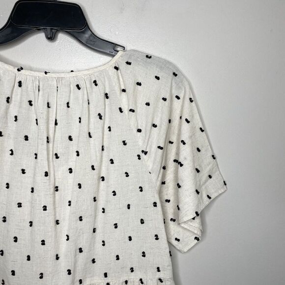 MADEWELL Womens Beige Cotton-Linen Lorelei Mini Dress NEW Clip-Dot NE768 Small S - Picture 8 of 11